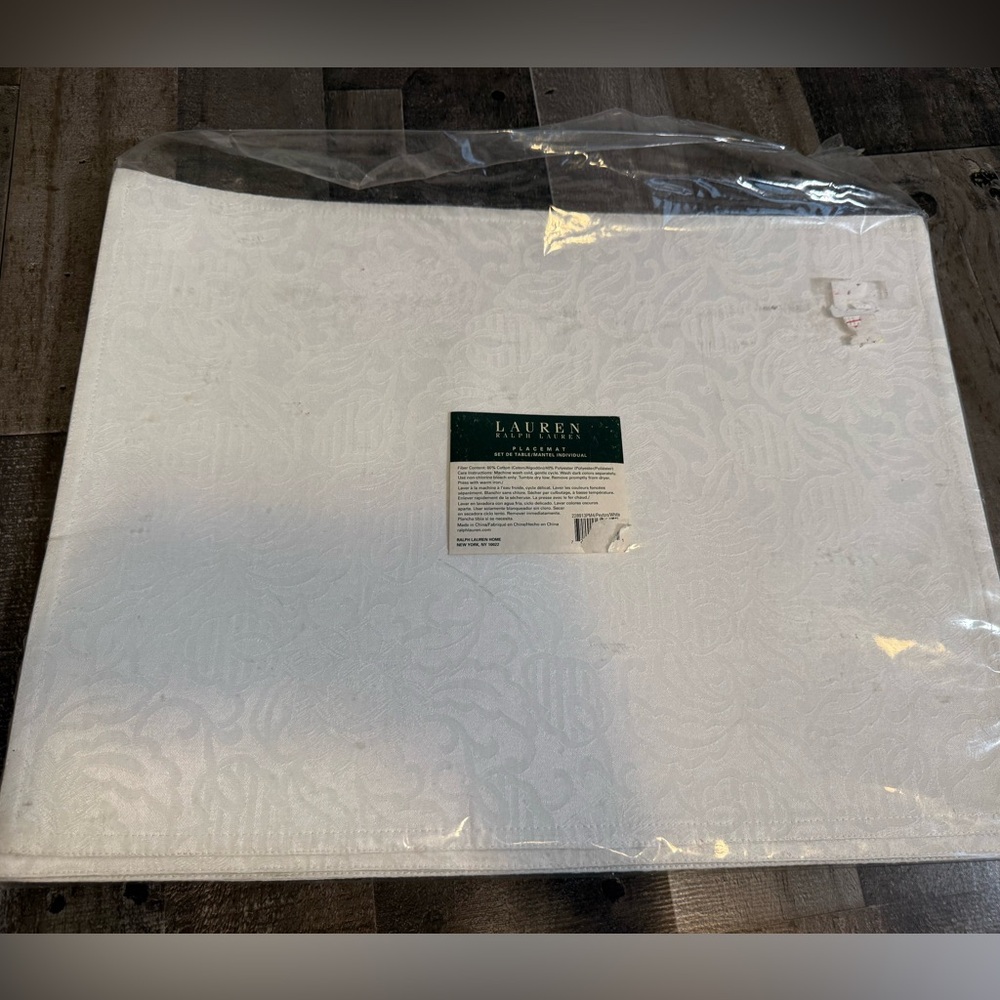 Lauren Ralph Lauren‎ Home Damask Placemat Peyton Ivory White 14x19